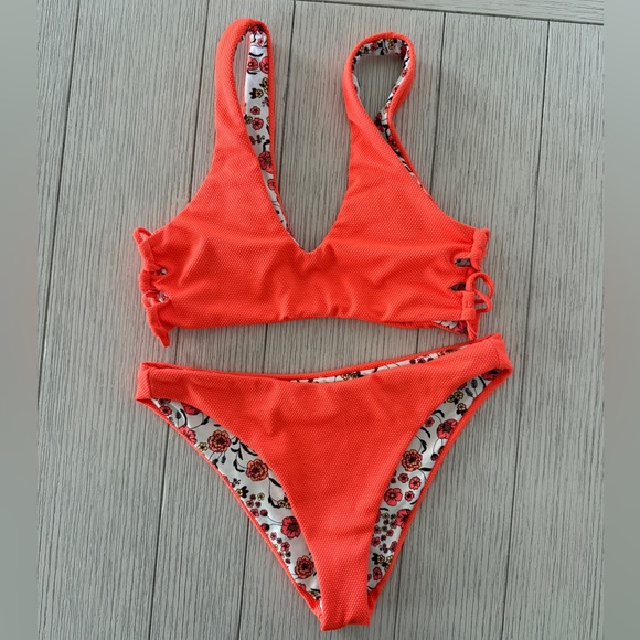 Maaji Other - Maaji Poppy Town Lace-Up Sides Bralette Top & Classic Bikini Bottom S or…